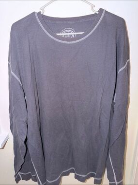 Life Is Good Men's Long-Sleeve Crewneck Shirt - Charcoal with Contrast Stitching